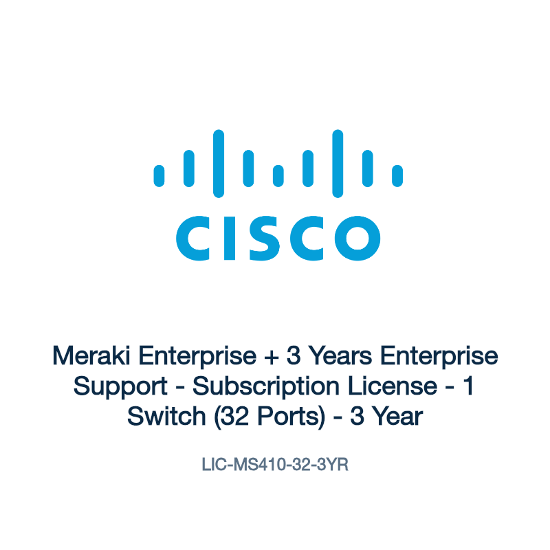 LIC-MS410-32-3YR: Meraki Enterprise + 3 Years Enterprise Support