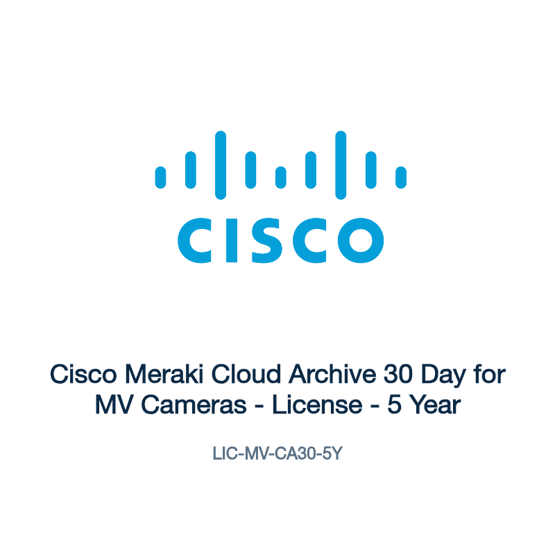 LIC-MV-CA30-5Y: Cisco Meraki Cloud Archive 30 Day for MV Cameras