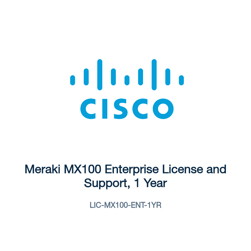 LIC-MX100-ENT-1YR: Meraki MX100 Enterprise License and Support, 1 Year
