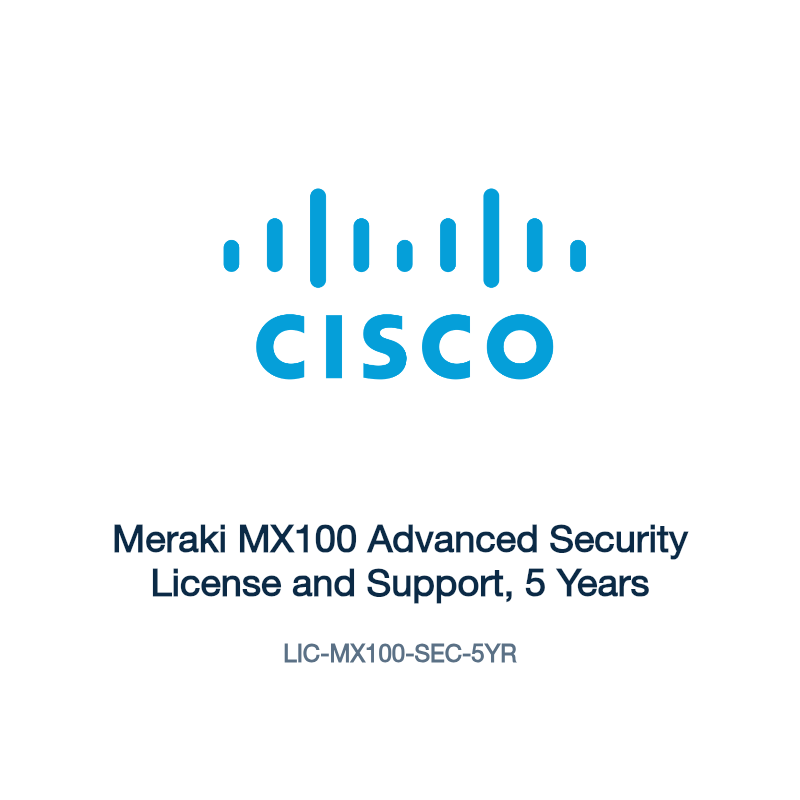 LIC-MX100-SEC-5YR: Meraki MX100 Advanced Security License and Support, 5 Years