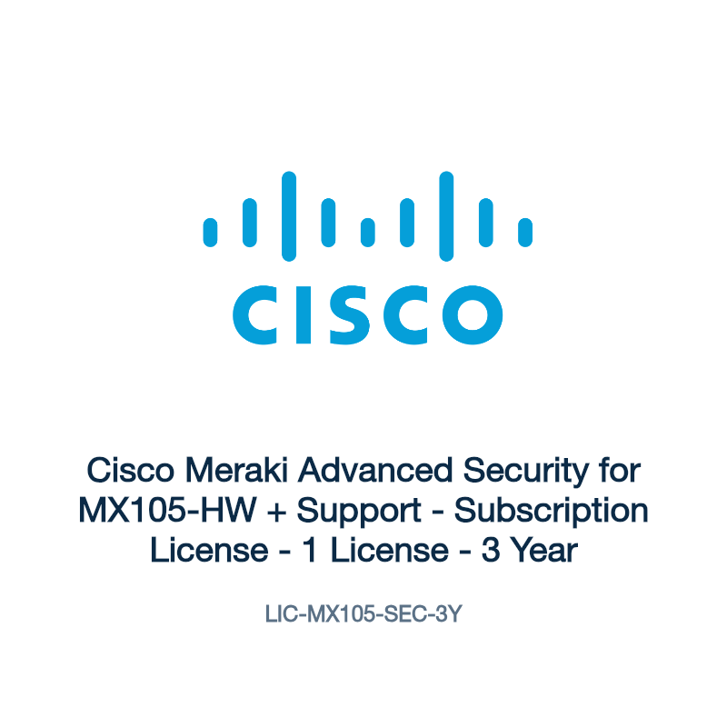 LIC-MX105-SEC-3Y: Cisco Meraki Advanced Security for MX105-HW + Support
