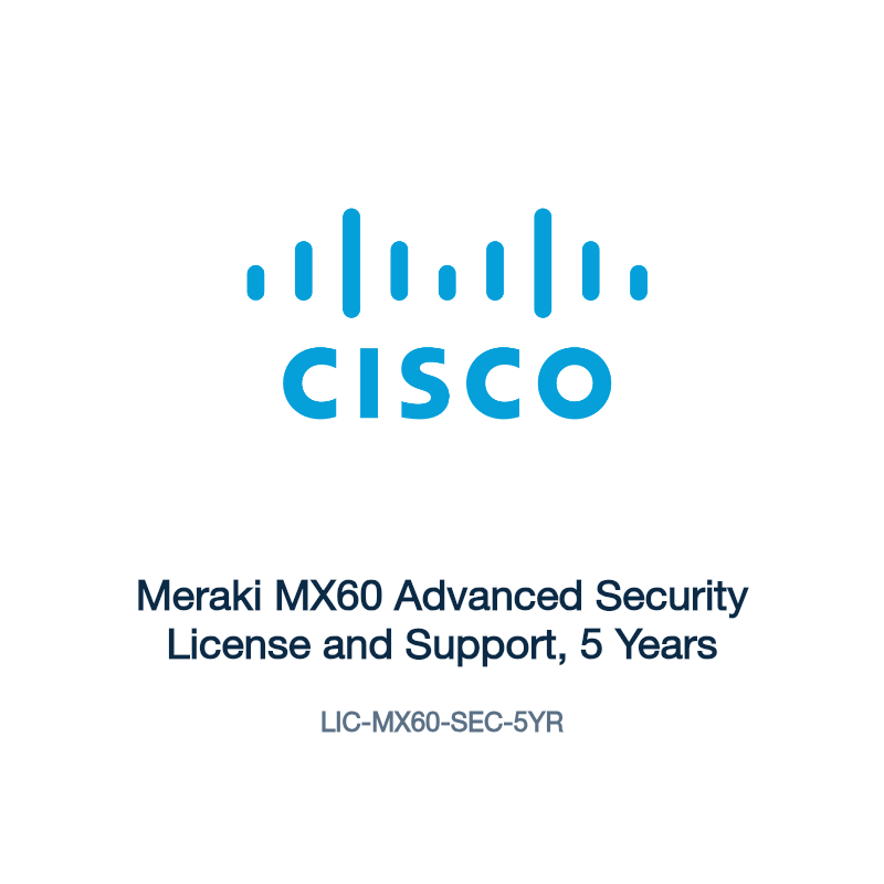 LIC-MX60-SEC-5YR: Meraki MX60 Advanced Security License and Support, 5 Years