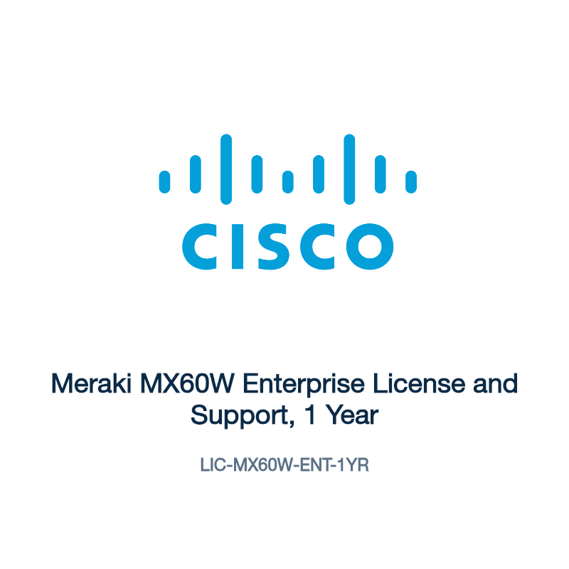 LIC-MX60W-ENT-1YR: Meraki MX60W Enterprise License and Support, 1 Year