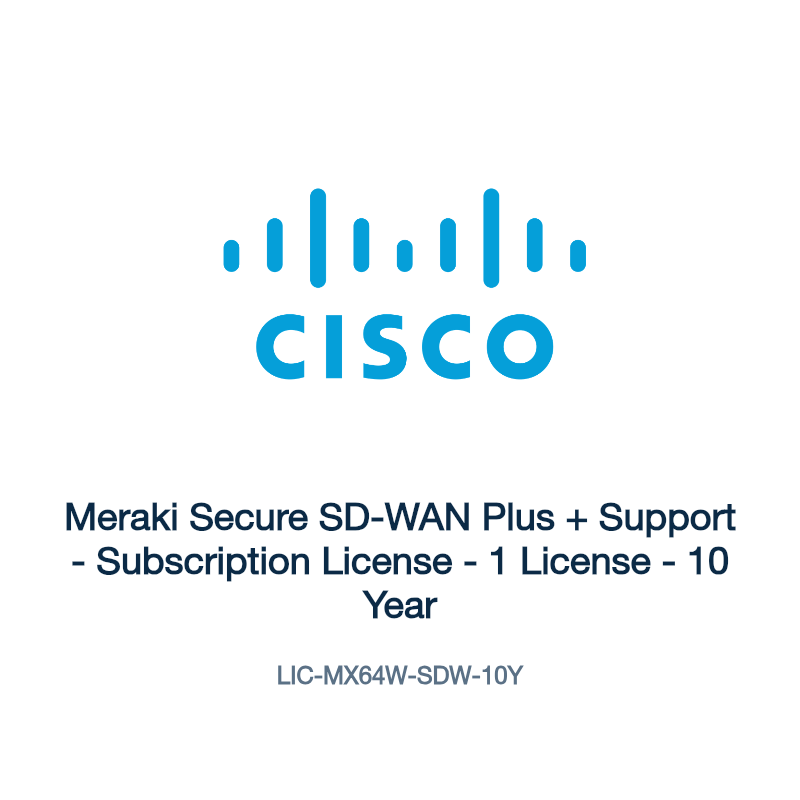 LIC-MX64W-SDW-10Y: Meraki Secure SD-WAN Plus + Support