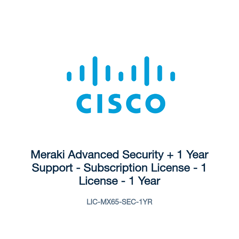 LIC-MX65-SEC-1YR: Meraki Advanced Security + 1 Year Support
