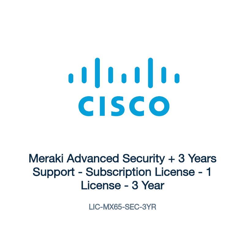 LIC-MX65-SEC-3YR: Meraki Advanced Security + 3 Years Support