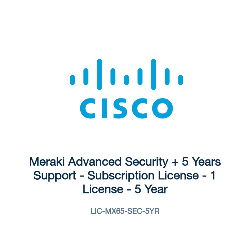 LIC-MX65-SEC-5YR: Meraki Advanced Security + 5 Years Support