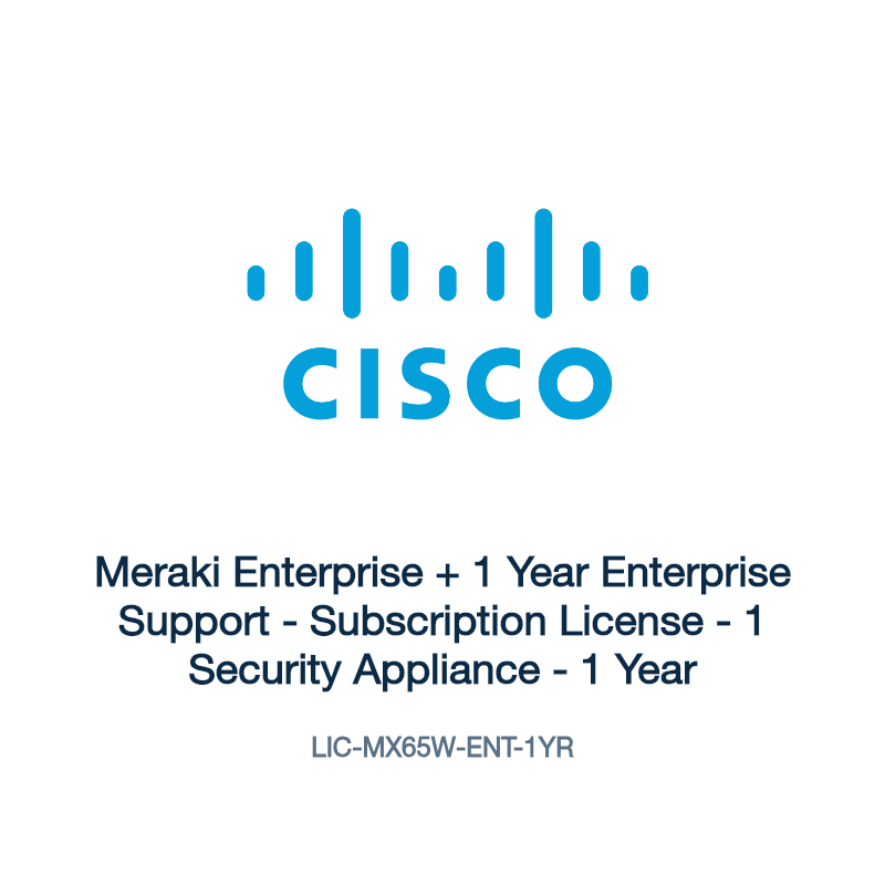 LIC-MX65W-ENT-1YR: Meraki Enterprise + 1 Year Enterprise Support