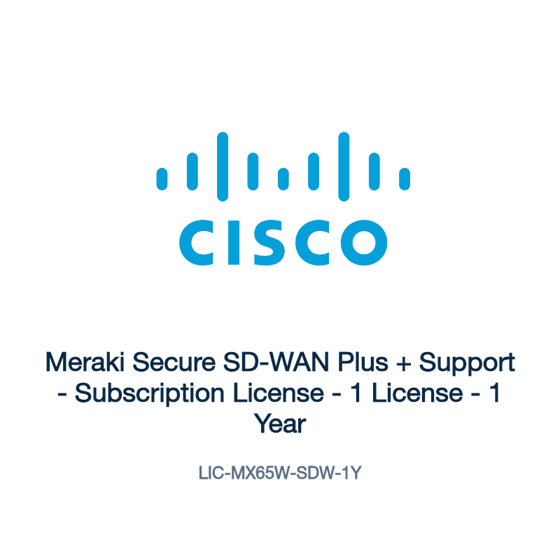 LIC-MX65W-SDW-1Y: Meraki Secure SD-WAN Plus + Support