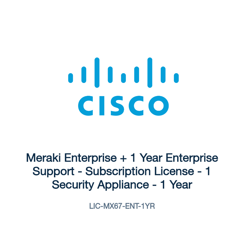 LIC-MX67-ENT-1YR: Meraki Enterprise + 1 Year Enterprise Support