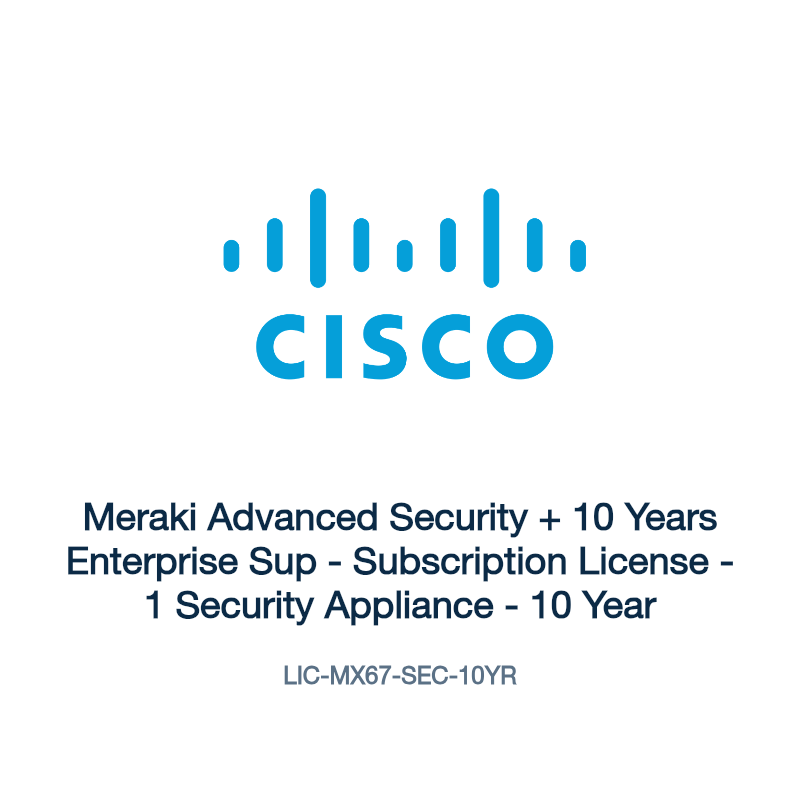 LIC-MX67-SEC-10YR: Meraki Advanced Security + 10 Years Enterprise Sup