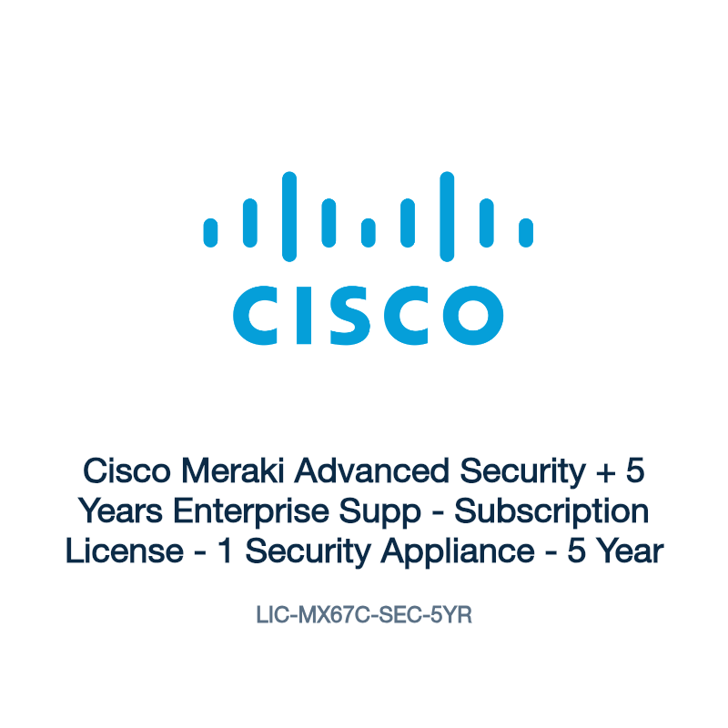 LIC-MX67C-SEC-5YR: Cisco Meraki Advanced Security + 5 Years Enterprise Supp