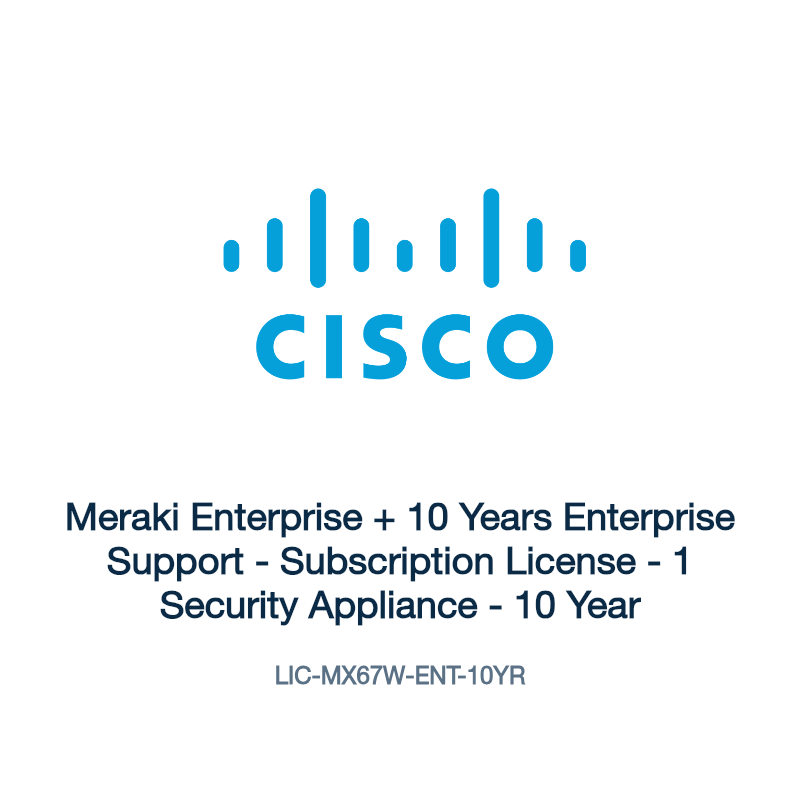 LIC-MX67W-ENT-10YR: Meraki Enterprise + 10 Years Enterprise Support
