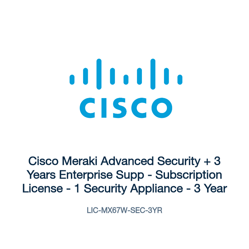 LIC-MX67W-SEC-3YR: Cisco Meraki Advanced Security + 3 Years Enterprise Supp