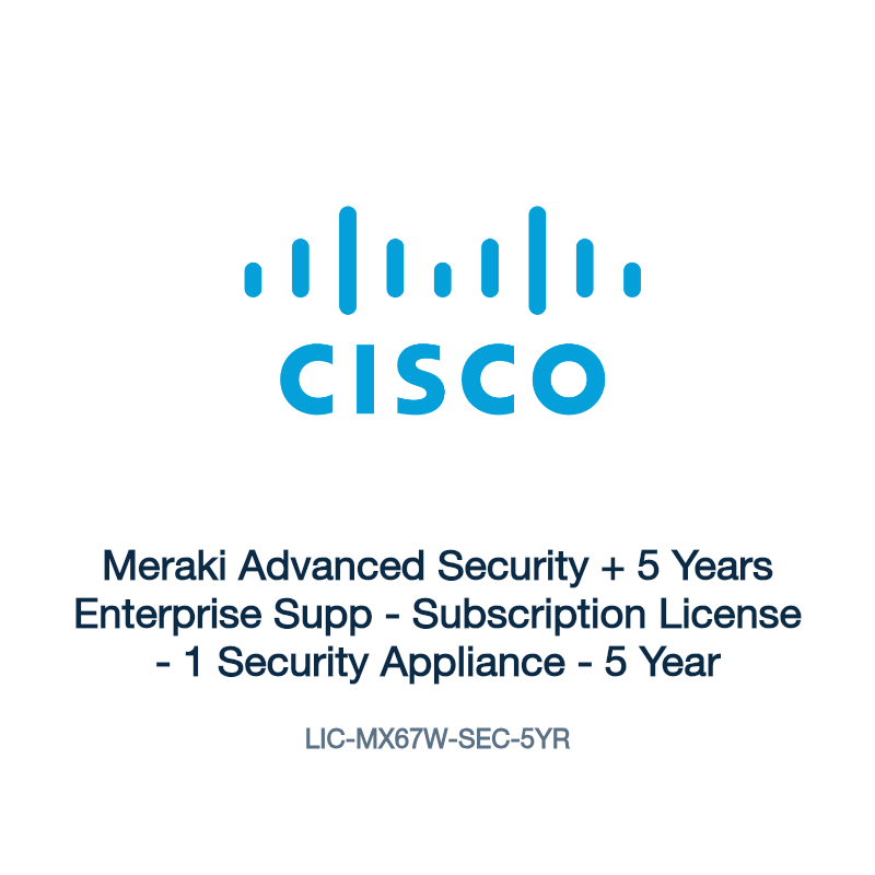 LIC-MX67W-SEC-5YR: Meraki Advanced Security + 5 Years Enterprise Supp