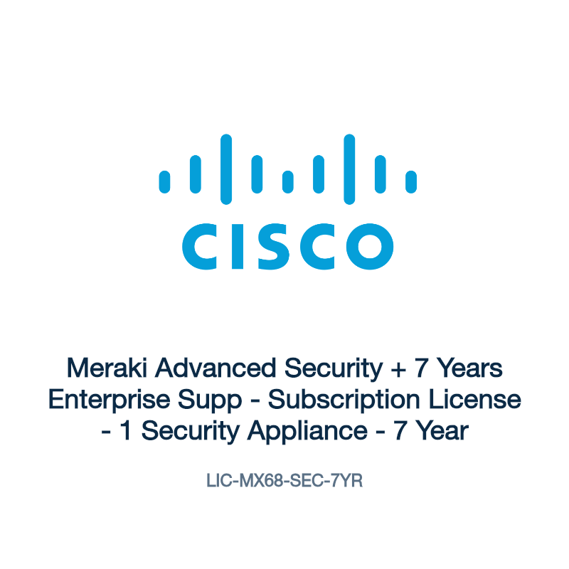 LIC-MX68-SEC-7YR: Meraki Advanced Security + 7 Years Enterprise Supp
