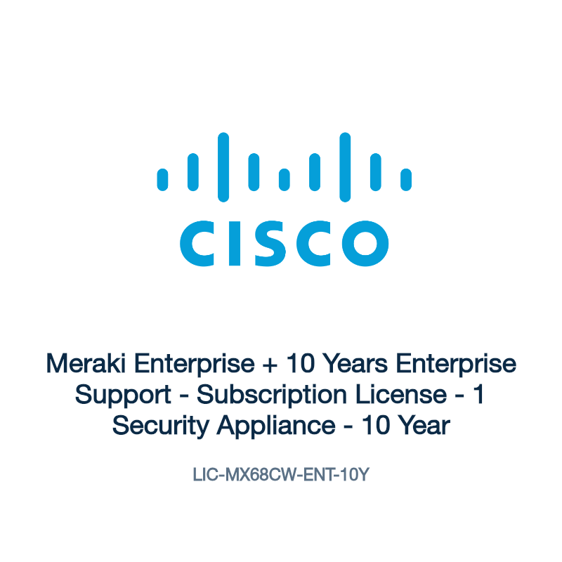 LIC-MX68CW-ENT-10Y: Meraki Enterprise + 10 Years Enterprise Support