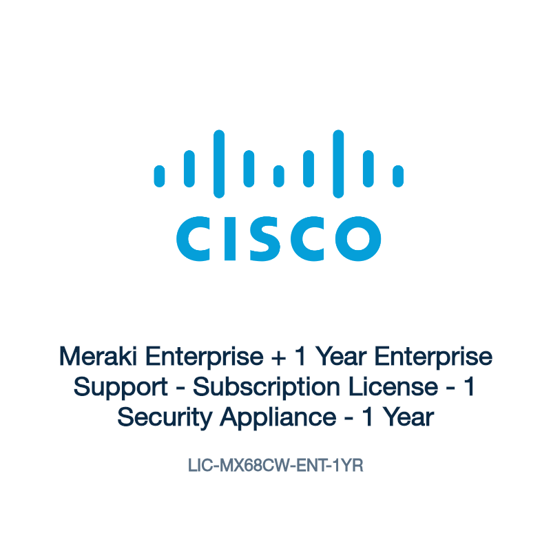 LIC-MX68CW-ENT-1YR: Meraki Enterprise + 1 Year Enterprise Support