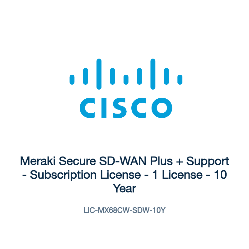 LIC-MX68CW-SDW-10Y: Meraki Secure SD-WAN Plus + Support
