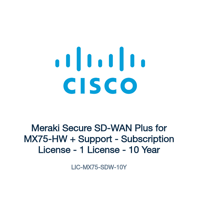 LIC-MX75-SDW-10Y: Meraki Secure SD-WAN Plus for MX75-HW + Support