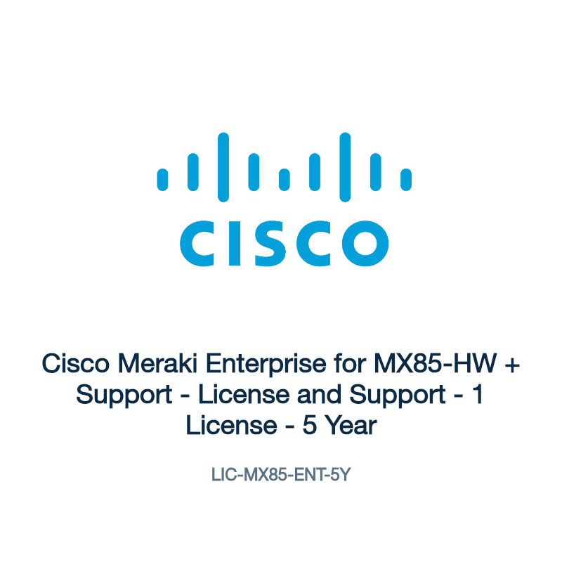LIC-MX85-ENT-5Y: Cisco Meraki Enterprise for MX85-HW + Support