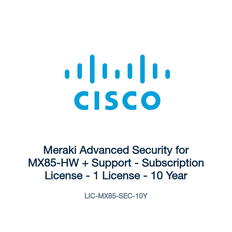 LIC-MX85-SEC-10Y: Meraki Advanced Security for MX85-HW + Support