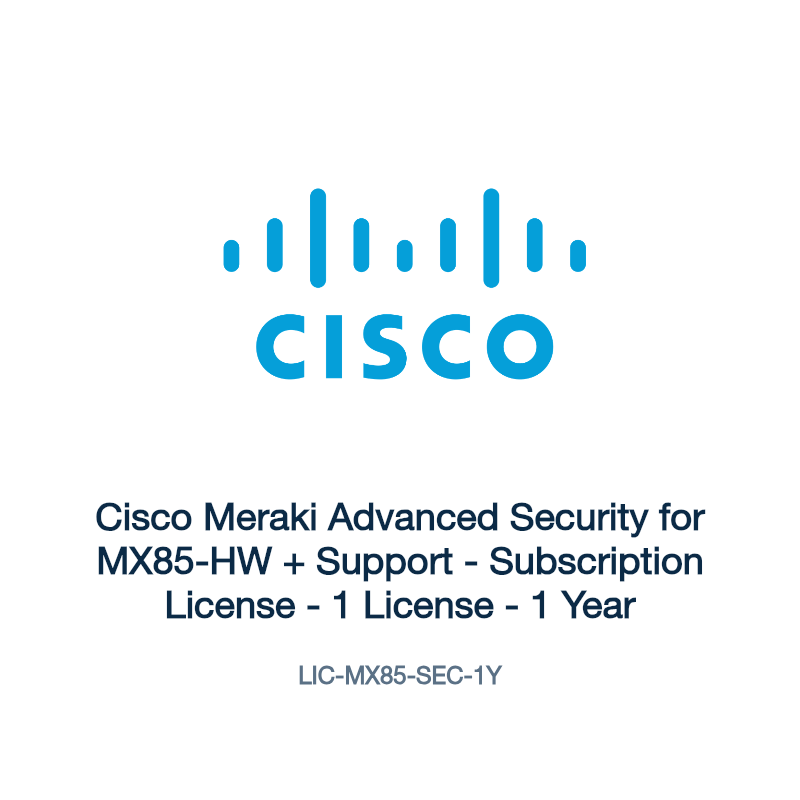 LIC-MX85-SEC-1Y: Cisco Meraki Advanced Security for MX85-HW + Support