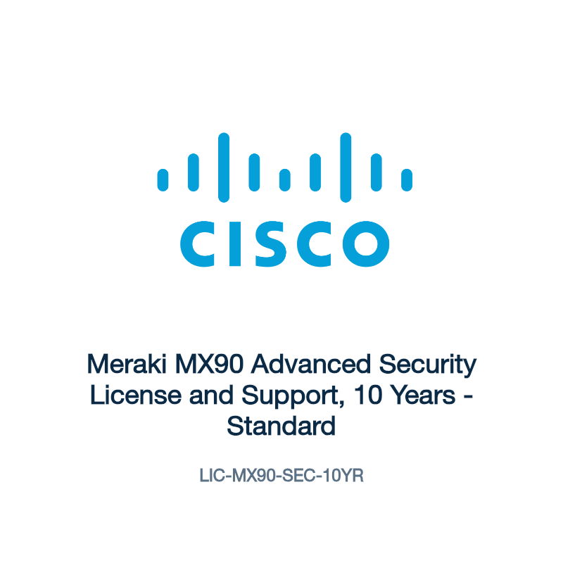 LIC-MX90-SEC-10YR: Meraki MX90 Advanced Security License and Support, 10 Years