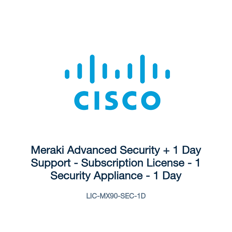 LIC-MX90-SEC-1D: Meraki Advanced Security + 1 Day Support