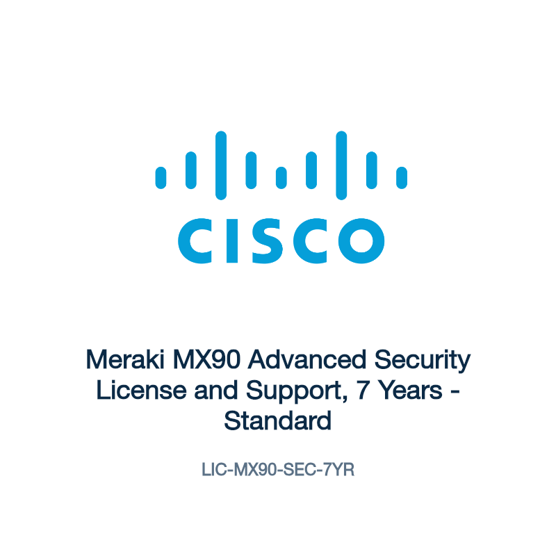 LIC-MX90-SEC-7YR: Meraki MX90 Advanced Security License and Support, 7 Years