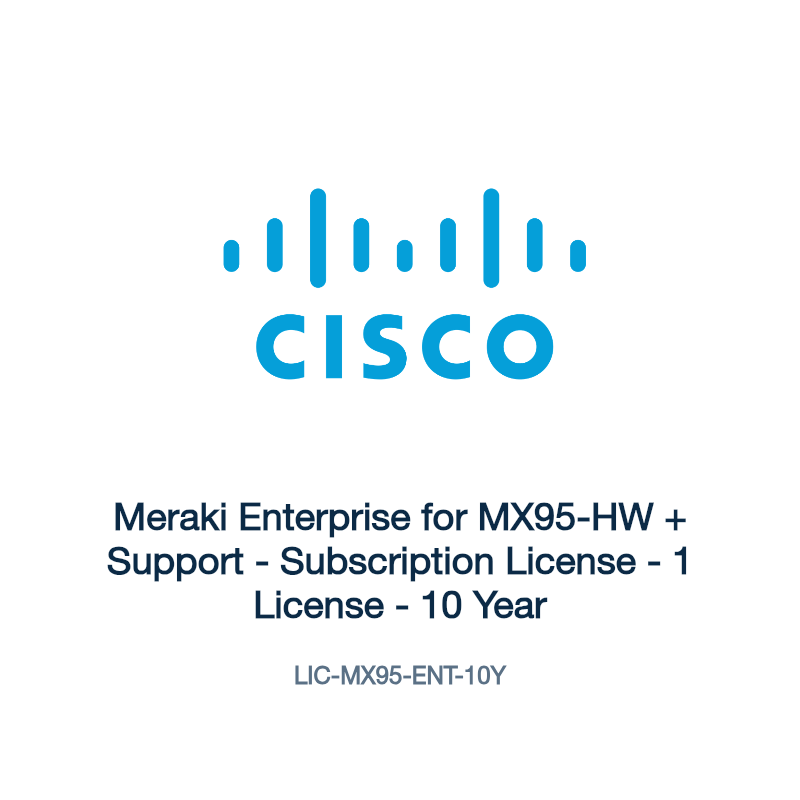 LIC-MX95-ENT-10Y: Meraki Enterprise for MX95-HW + Support