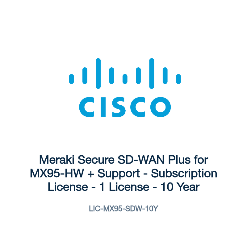 LIC-MX95-SDW-10Y: Meraki Secure SD-WAN Plus for MX95-HW + Support