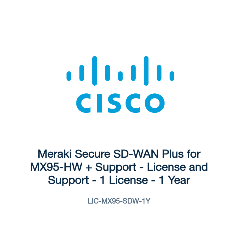 LIC-MX95-SDW-1Y: Meraki Secure SD-WAN Plus for MX95-HW + Support