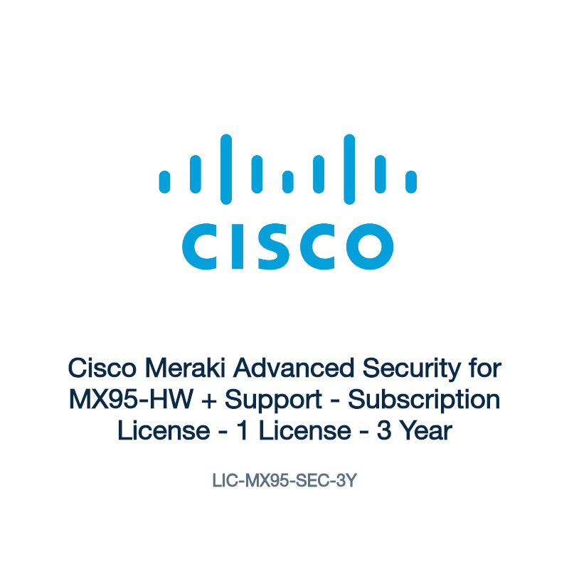 LIC-MX95-SEC-3Y: Cisco Meraki Advanced Security for MX95-HW + Support