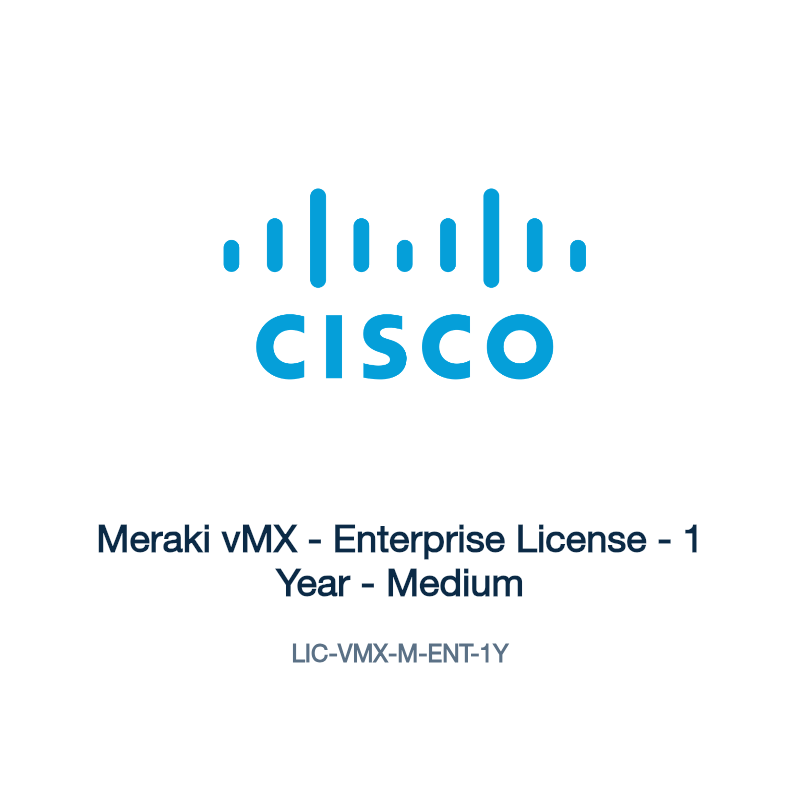LIC-VMX-M-ENT-1Y: Meraki vMX - Enterprise License - 1 Year - Medium