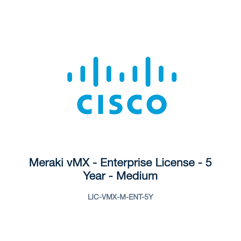 LIC-VMX-M-ENT-5Y: Meraki vMX - Enterprise License - 5 Year - Medium