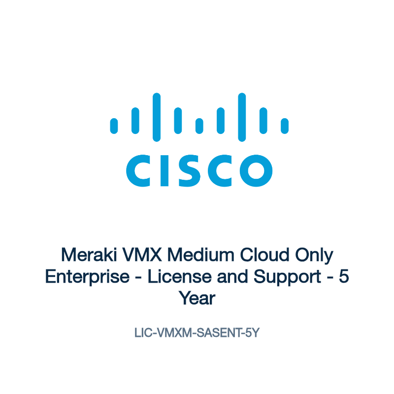 LIC-VMXM-SASENT-5Y: Meraki VMX Medium Cloud Only Enterprise