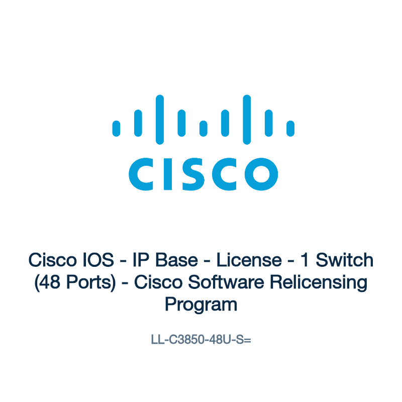 LL-C3850-48U-S=: Cisco IOS - IP Base - License - 1 Switch (48 Ports)
