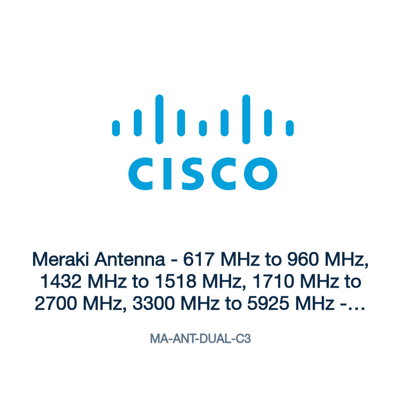 MA-ANT-DUAL-C3: Meraki Antenna - 617 MHz to 960 MHz, 1432 MHz to 1518 MHz, 1710 MHz