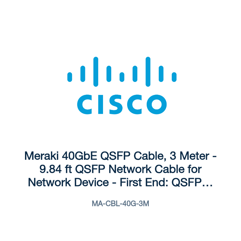 MA-CBL-40G-3M: Meraki 40GbE QSFP Cable, 3 Meter