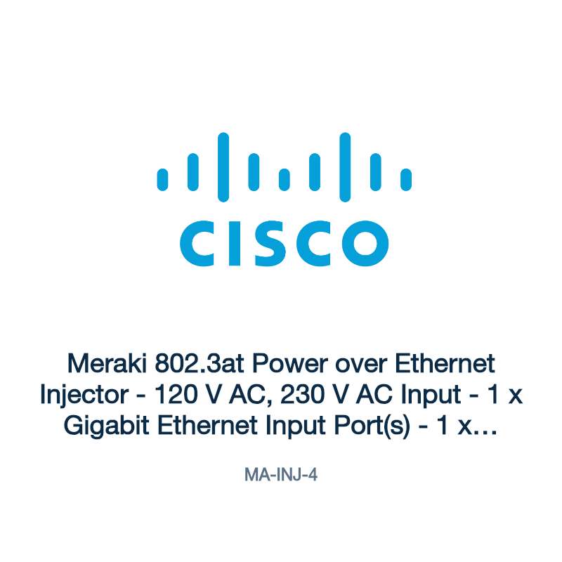 MA-INJ-4: Meraki 802.3at Power over Ethernet Injector
