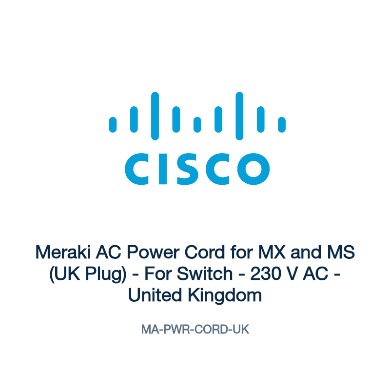 MA-PWR-CORD-UK: Meraki AC Power Cord for MX and MS (UK Plug)