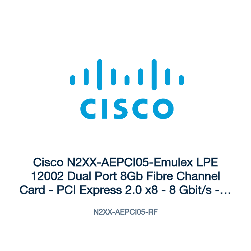 N2XX-AEPCI05-RF: Cisco N2XX-AEPCI05-Emulex LPE 12002 Dual Port 8Gb Fibre Channel Card