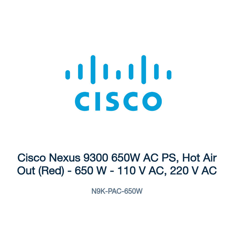N9K-PAC-650W: Cisco Nexus 9300 650W AC PS, Hot Air Out (Red)
