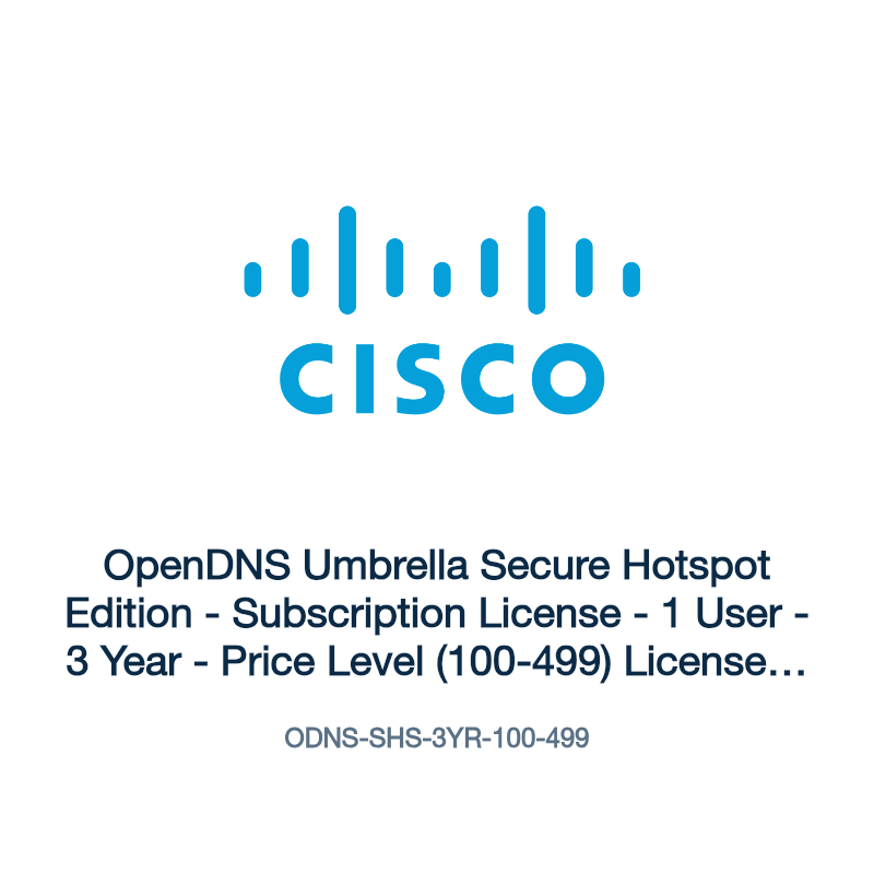 ODNS-SHS-3YR-100-499: OpenDNS Umbrella Secure Hotspot Edition