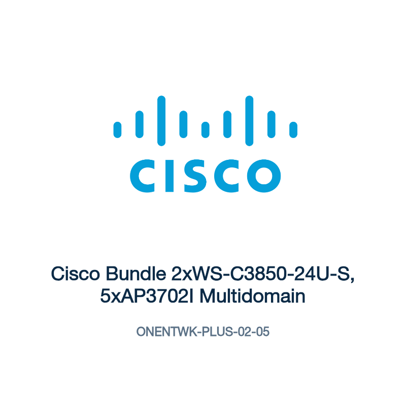 ONENTWK-PLUS-02-05: Cisco Bundle 2xWS-C3850-24U-S, 5xAP3702I Multidomain