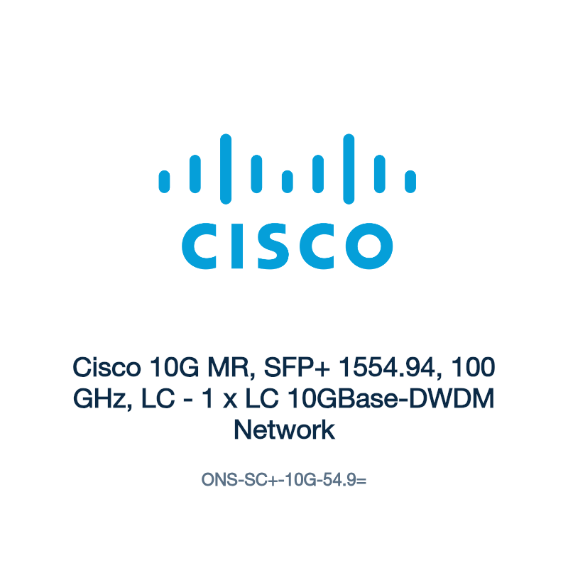 ONS-SC+-10G-54.9=: Cisco 10G MR, SFP+ 1554.94, 100 GHz, LC