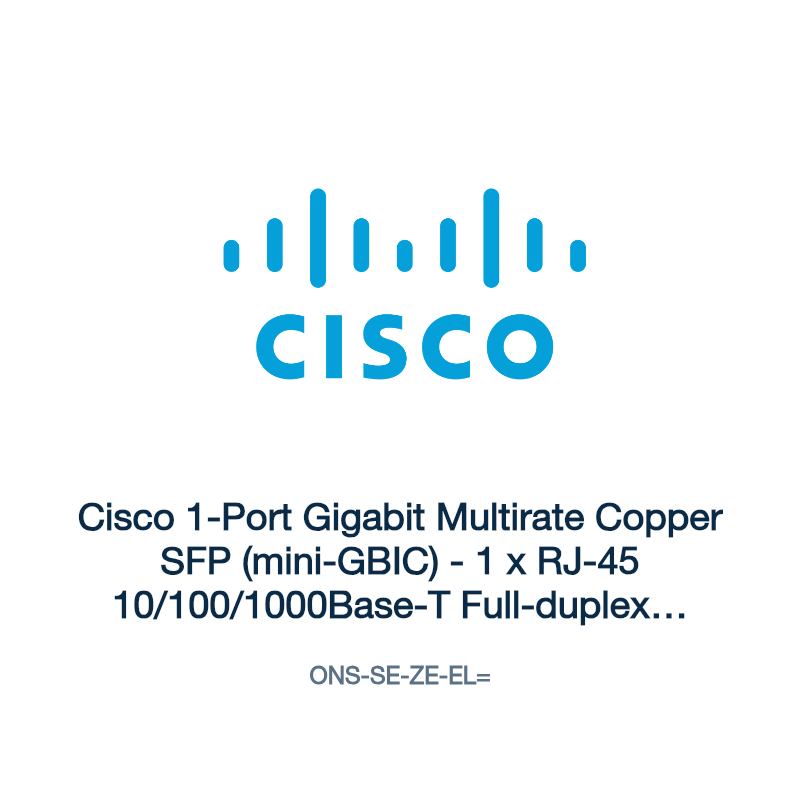 ONS-SE-ZE-EL=: Cisco 1-Port Gigabit Multirate Copper SFP (mini-GBIC)