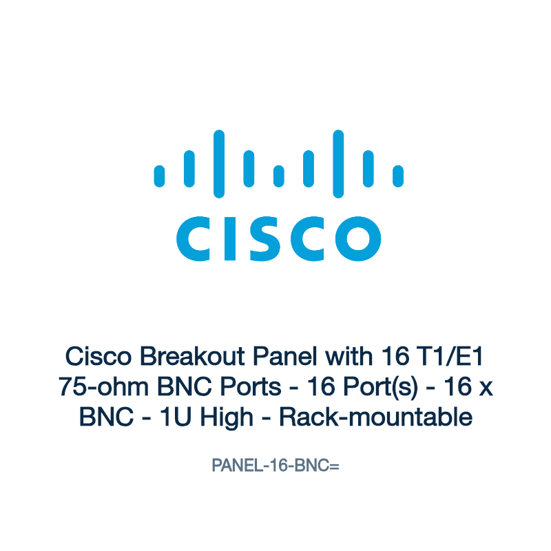 PANEL-16-BNC=: Cisco Breakout Panel with 16 T1/E1 75-ohm BNC Ports