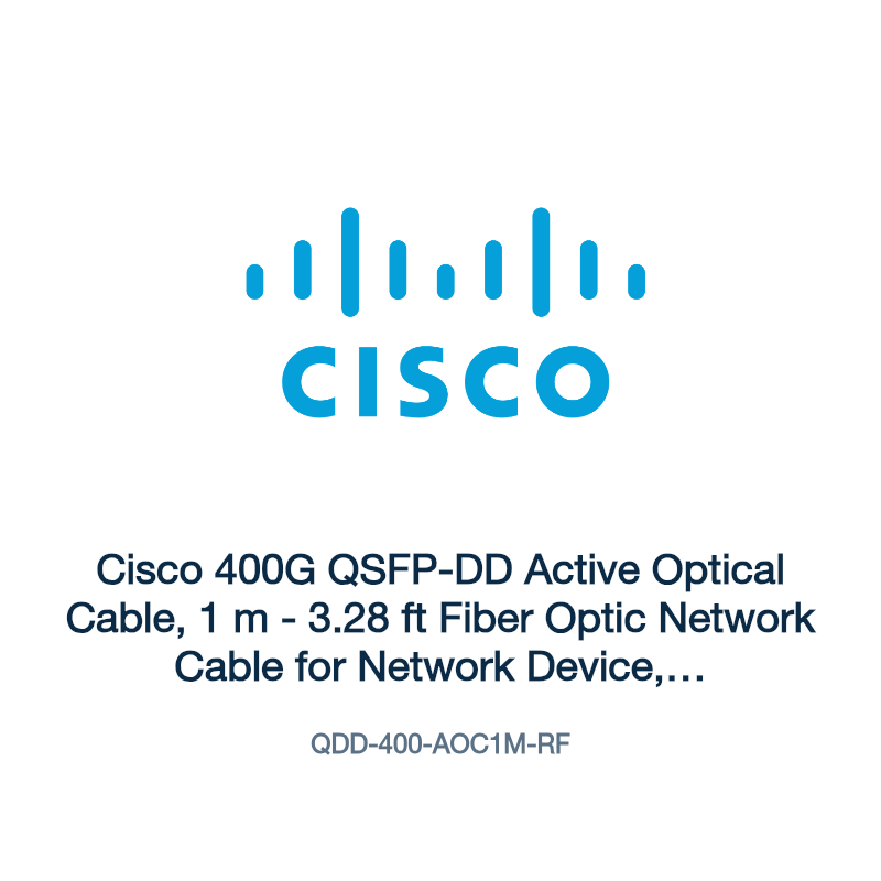 QDD-400-AOC1M-RF: Cisco 400G QSFP-DD Active Optical Cable, 1 m